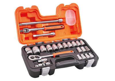 B&Q -  S240 Socket Set Square Drive 24 Piece 1/2 Drive Chrome Vanadium Bahs240
