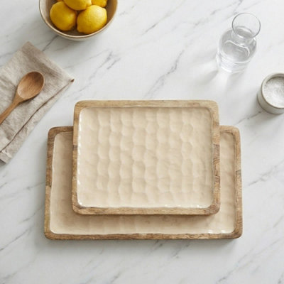 Garden Greatness Mango Shell Wooden Serving Plate Duo from B&Q