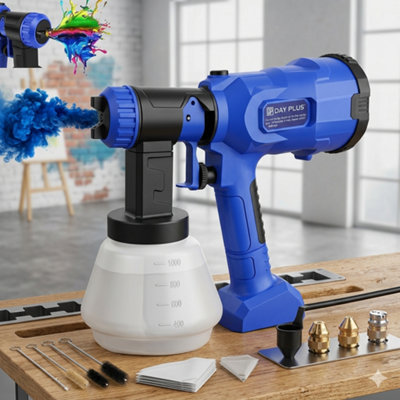  - 1000Ml Electric Paint Sprayer Spray Gun With 3 Spray Patterns Adjustable Flow For Fence Wall And Furniture