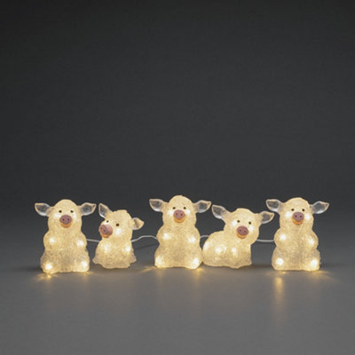 Konstsmide Acrylic Set Christmas S Pigs, Transp. 5Pcs/Set, 5X8 Led, Ip44 Light