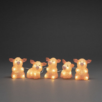 Konstsmide Acrylic Set Cute Pigs, 5Pcs/Set, 5X8 Led, Ip44 Light/Pink