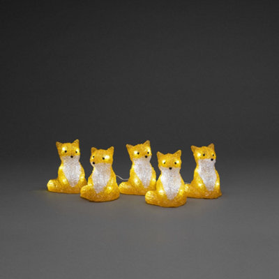 Konstsmide Acrylic Set Sitting Christmas Foxes 5Pcs/Set, 5X8 Led, Ip44 Light/White