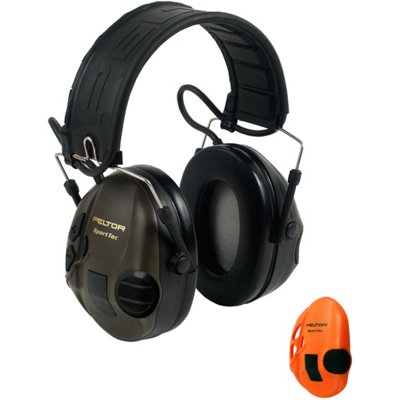 B&Q - ™ Peltor™ Sporttac Hearing Protector Ear DefendersGreen + Orange