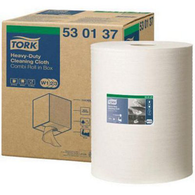 Tork 1 Ply Premium Heavy Duty Cleaning Cloth - White - 106m Combi Roll - 530137 - Image 7