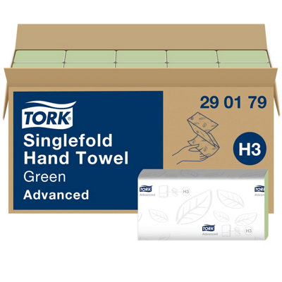 B&Q -  Singlefold Hand Towels Green H3AdvancedOne-At-A-Time Dispensing15 X 250 Sheets290179