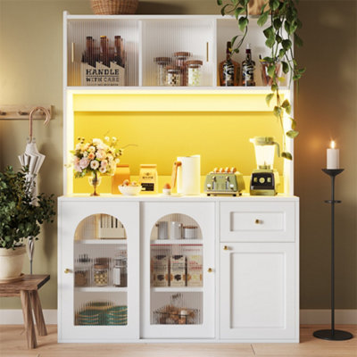 Abrihome Tall Display Cabinet With Adjustable Shelves & Led Lighting120X35X167CmIn White/black from B&Q