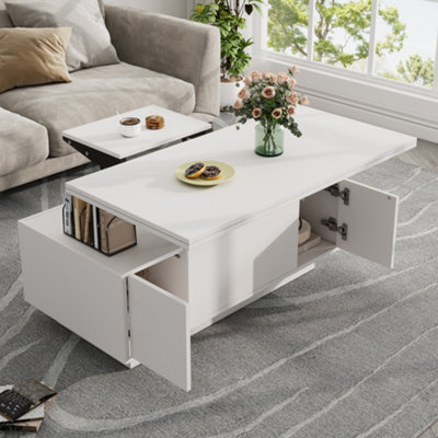 Abrihome Space-Saving Lift Coffee TableVersatile Storage With 2 Doors & PanelsWhite from B&Q