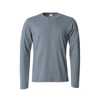 Clique Grey Basic T-Shirt Long Sleeve Medium