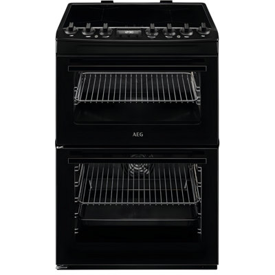Aeg Cix6540AcbBlack Induction Electric Cooker With Double Oven77/39L CapacityA Energy Rating from B&Q