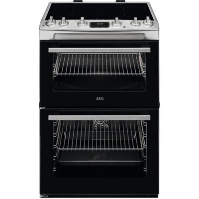 Aeg Cix6540AcmStainless Steel Induction Electric Double Oven Cooker77/39L CapacityA Energy Rating from B&Q