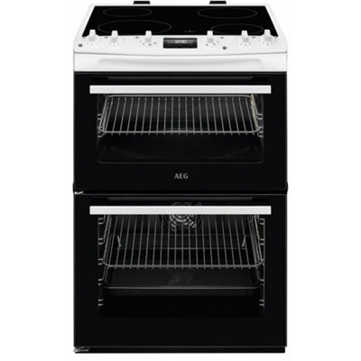 Aeg Ccx6540AcwWhite Ceramic Electric Double Oven Cooker77/39L CapacityA Energy Rating from B&Q