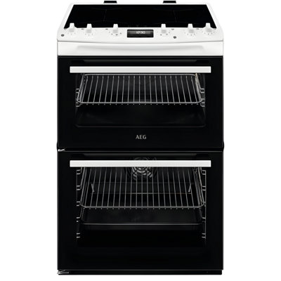Aeg Cix6540AcwWhite Induction Electric Cooker With Double Oven77/39L CapacityA Energy Rating from B&Q
