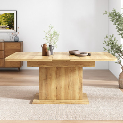Abrihome Extendable Oak Dining Table With Storage Modern Simple Iron Frame Space-Saving Multifunctional DesignOak from B&Q