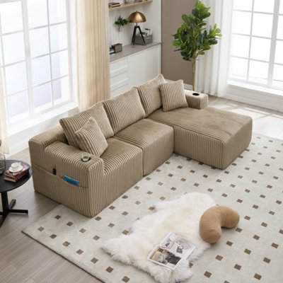Abrihome Modular Sectional SofaL Shaped Comfy Cloud Couch With Deep SeatBoneless Couch For Living Room3 Seat Sofa With Cup Holders from B&Q