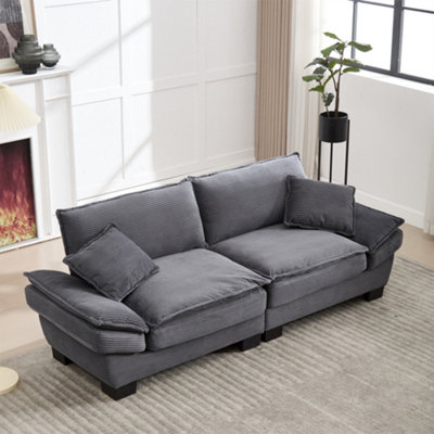 Abrihome Oversized 2 Seater Corduroy SofaModern Deep Seat Loveseat Couch With PillowsComfy Upholstered Sectional For Living Room from B&Q