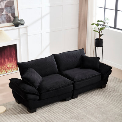 Abrihome Oversized Loveseat SofaUpholstered Sectional Sofa With PillowsDeep Seat Comfy Corduroy Sofa Couch For Living Room from B&Q