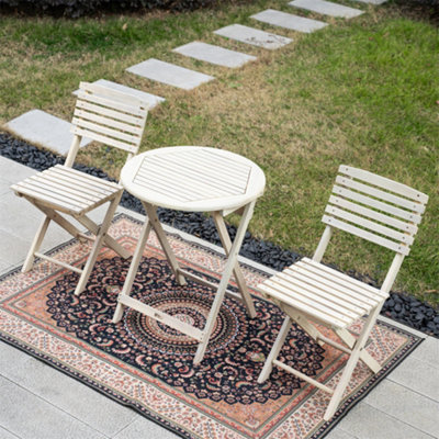 Abrihome Acacia Wood Folding Bistro Set2 Chairs & Round Table,weather-ResistantIdeal For GardenPatio & Balcony from B&Q