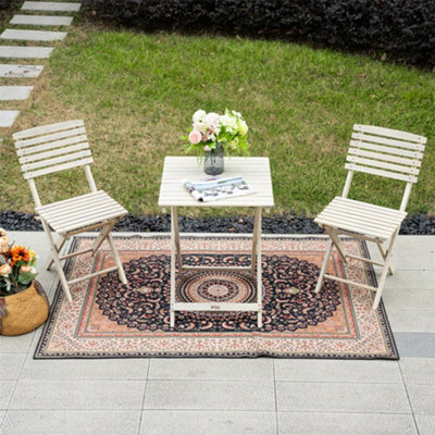 Abrihome Acacia Wood Folding Bistro Set2 Chairs & Square TableSpace-SavingWeather-ResistantIdeal For Garden & Balcony from B&Q