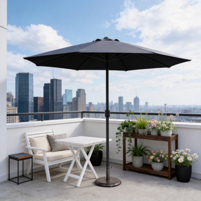 Abrihome Garden Parasol With Double VentGarden Umbrella Coated Waterproof FabricSturdy Iron PoleIdeal For PatioGrey from B&Q