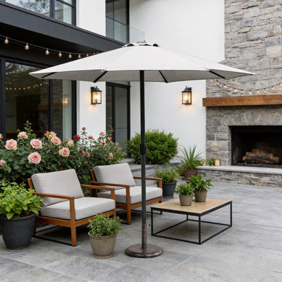 Abrihome Garden Parasol With Double VentGarden Umbrella Coated Waterproof FabricSturdy Iron PoleIdeal For PatioBeige from B&Q