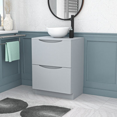 Nes Home 600mm Freestanding Matte Grey Vanity Unit Round Bowl Basin from B&Q