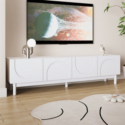 Abrihome Curved Wave Tv UnitSculptural Media Storage With Shelves & Sturdy BaseModern Living Room CentrepieceWhite from B&Q
