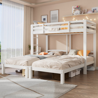 Abrihome 3Ft Bunk Bed Triple Sleeper With Side Ladder For Children And TeensWhite (90X190Cm,90X200Cm) (Mattress Not Included) from B&Q