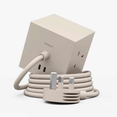 Avolt Square 1 Power Extention LeadWith Usb-C Nomad Sand from B&Q