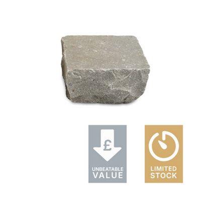 B&Q -  Kandla Grey 60mm Sandstone Setts 100X100 Pack Of 800 (8M2)
