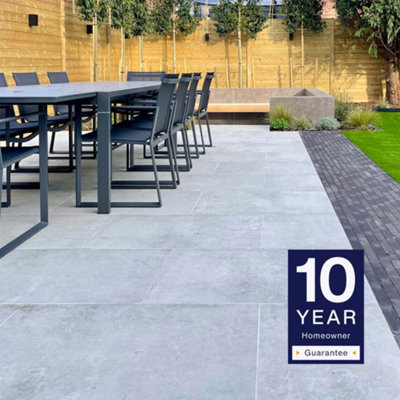 London Stone Light Grey 20mm Porcelain Paving Slabs 900X600 Pack Of 10 (5.40M2)