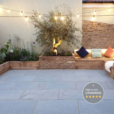 London Stone Kota Blue 25mm Limestone Paving Slabs 900X600 Pack Of 16 (8.64 M2)