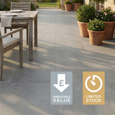 London Stone  Mid Grey Porcelain Paving 900X600 Slabs Pack Of 20 (10.80M2)