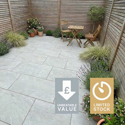 B&Q -  Kandla Grey Porcelain Paving 1200X600 Slabs Pack Of 14 (10.80M2)