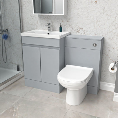 Nes Home Matte Grey Freestanding 600mm Vanity UnitWc Unit & Btw Toilet from B&Q