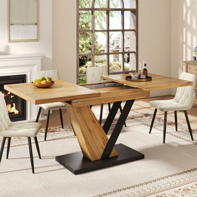 Abrihome Extendable Dining Table With Wood Grain Finish120-160CmSuitable For Kitchen And Living RoomNatural from B&Q