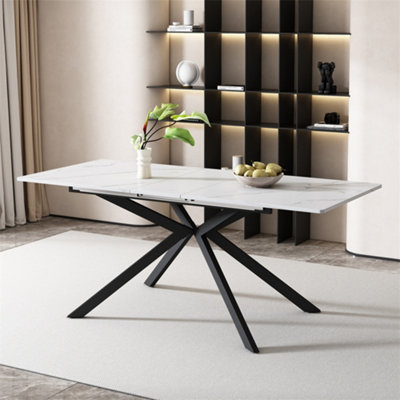Abrihome Extendable Dining TableAutomatically Extendable Dining Table With Marble Top & Cross LegsCoffee/leisure TableBlack And White from B&Q