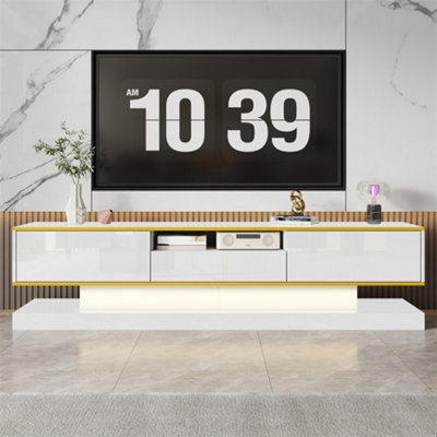 Abrihome Modern Tv Cabinet With Three Drawers And An Open CompartmentHigh Gloss With Color-Changing Led Lights180X38X45Cm from B&Q