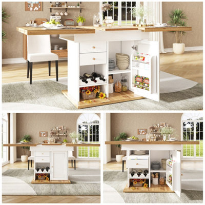 Abrihome Extendable Dining Table Telescopic TableFoldable Kitchen Table For 4-6 PeopleFor Kitchen & Living RoomTable With Snack Rack from B&Q