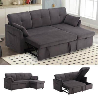 Abrihome Sectional Sleeper Sofa With Pull Out BedL Shape Convertible Couch With Storage Chaise,3 In 1 Pull Out Sofa Bed With 2 Seats from B&Q