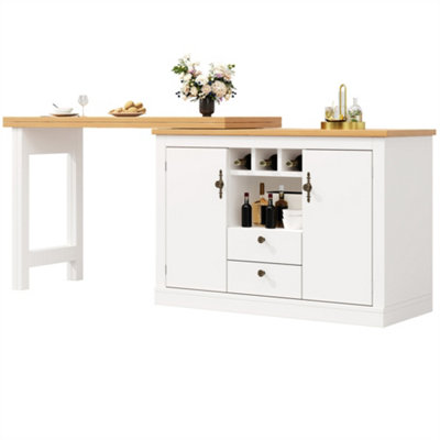 Abrihome Extendable Bar Table With Swivel Function And Storage SpaceAdjustable Length From 120-180 CmFor Living RoomWhite from B&Q