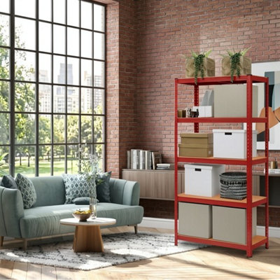  - 5 Tier Garage Shelving UnitStorage Rack SteelRed