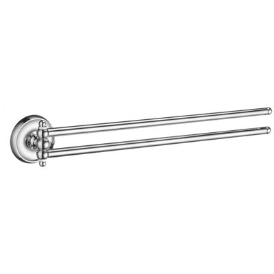 Smedbo Polished Chrome Swing Arm Double Towel Rail 44Cm/17.3" Wall Mounted With Concealed Screws Bathroom Towel Holder from B&Q
