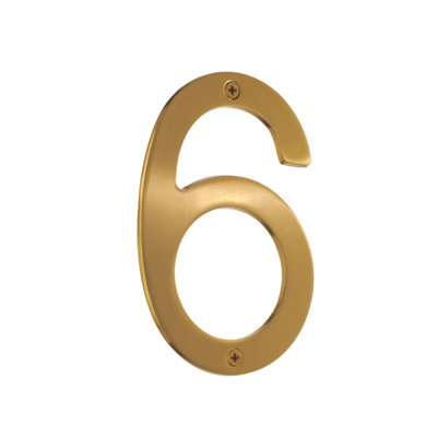 Beslagsboden VillaHouse Number 6 In Brushed Brass from B&Q