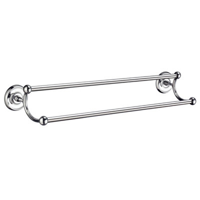 B&Q -  Polished Chrome Double Towel Rail 63.5Cm/25" Wall Mounted With Concealed Screws Bathroom Towel Holder