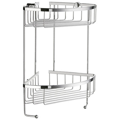 Smedbo Chrome Two Tiered Corner Shower Basket Double Soap Caddy from B&Q