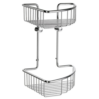 Smedbo Polished Chrome Two Tiered Corner Shower Basket Soap Caddy from B&Q