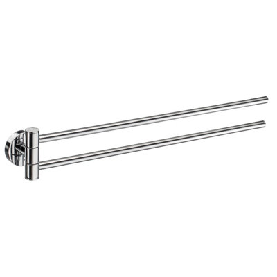 Smedbo Polished Chrome Swing Arm Double Towel Rail 44Cm/17.3" Wall Mounted With Concealed Screws Bathroom Towel Holder from B&Q