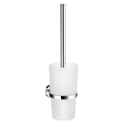 Smedbo Chrome Wall Mounted Toilet Brush And Frosted Glass Container from B&Q