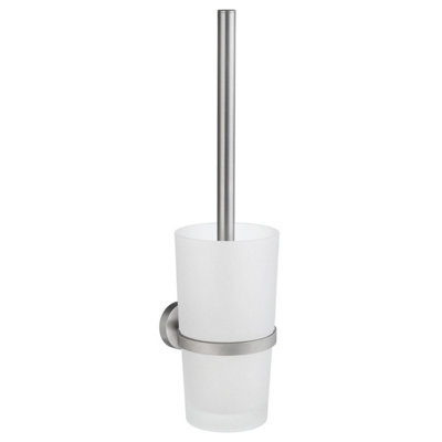 Smedbo Chrome Wall Mounted Toilet Brush And Frosted Glass Container from B&Q