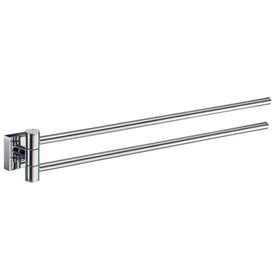 Smedbo Polished Chrome Swing Arm Double Towel Rail 44Cm/17.3" Wall Mounted With Concealed Screws Bathroom Towel Holder from B&Q